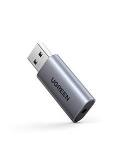 UGREEN USB para entrada de áudio USB placa de som externa 3,5 mm adaptador de áudio 2 em 1 USB para auxiliar TRRS, adaptador de fone de ouvido, microfone, plugue estéreo, alumínio, compatível com PS5, PC, Windows, Mac, Linux, laptop, desktop