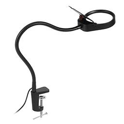 Eastdall Lâmpada de ampliação 5X com luz de mesa de braçadeira C Lâmpada de lupa LED Lupa de braçadeira C com tampa de proteção contra poeira Lâmpada de leitura de fonte de alimentação USB Brilho ajustá