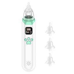 lifcasual Aspirador nasal elétrico para bebê Aspirador automático de aspirador de nariz para bebês 3 níveis de sucção Bateria embutida de baixo ruído com música suave 3 peças de silicone dicas de sucção