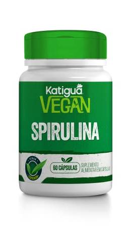 Spirulina, Sem sabor, Vegan products, Katiguá, 60 Cápsulas de 500mg, Branco