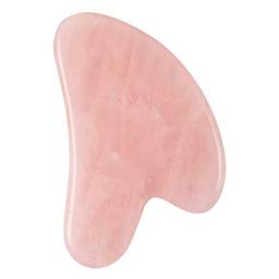 Massageador guasha, Romacci Guasha de pedra de quartzo rosa natural facial rosto pescoço massageador corpo gua sha