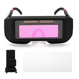 Romacci Óculos de segurança para soldagem com escurecimento automático e energia solar profissional Óculos de solda UV anti-reflexo
