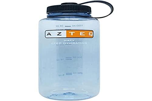 Azteq Garrafa Squeeze Para Hidratação Naty Capacidade para 1 Litro Boca Larga, Resistente, Com Alça Loop Top, Para Ciclismo, Corrida, Livre de BPA, Cinza