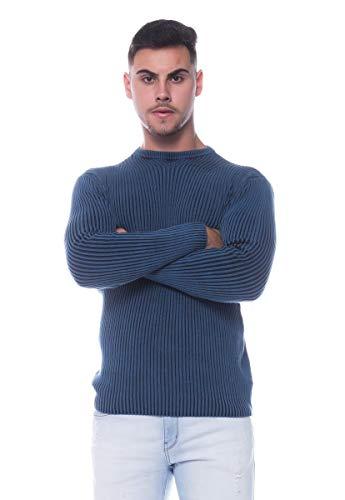 Suéter Masculino Tricô Estonado Madri 7174-100% Algodão COR:Azul;Tamanho:GG;Gênero:Masculino
