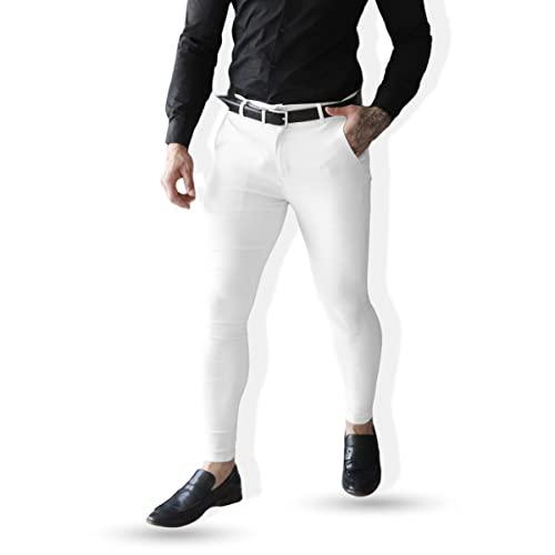 Calça Alfaiataria Social Super Skinny Sarja Masculina Premium (40, Branco)