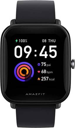 Relógio inteligente Amazfit Bip U Rastreador de fitness para homens e mulheres com mais de 60 modos esportivos, monitor de sono de frequência cardíaca com respiração de oxigênio no sangue (preto)