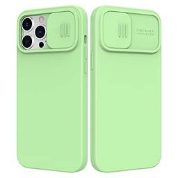 Nillkin Capa compatível com iPhone 13 Pro Max com capa de câmera, capa de silicone líquido sedoso CamShield com proteção de lente de câmera deslizante, verde