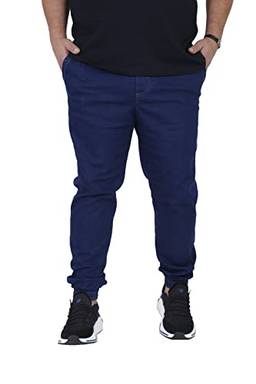 Calça Jogger Masculina Jeans Plus Size (Jeans Escuro, G3)