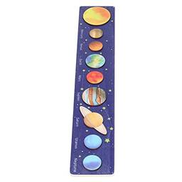 Placa de modelo de sistema solar longo fundo azul ciência educacional de madeira brinquedo quebra-cabeça do sistema solar(Sol Amarelo)