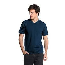 Camiseta Premium Gola V Slim Fit - Polo Match (Azul, GG)