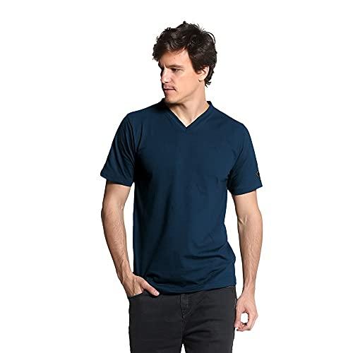 Camiseta Premium Gola V Slim Fit - Polo Match (Azul, P)
