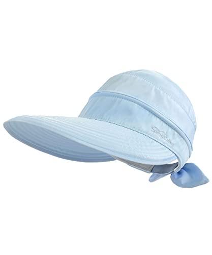 Chapéus para mulheres UPF 50+ protetor solar UV chapéu viseira de praia conversível (azul)