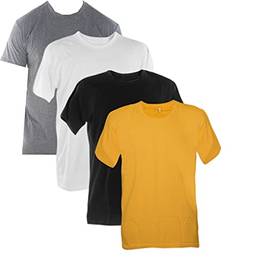 Kit 4 Camisetas 100% Algodão 30.1 Penteadas (Grafite, Branco, Preto, Ouro, M)