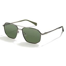 Cyxus Óculos de Sol para Masculino/Feminino, Aviador Oculos de Sol Homens Lentes Polarizadas Protegem UV Antirreflexo Estrutura de Aço Inoxidável Leve (2-Lentes verdes com armação de metal)