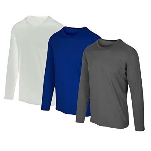 Kit com 3 Camisetas Proteção Solar Uv 50 Ice Tecido Gelado - Slim Fitness - Branco – Marinho - Cinza – EGG
