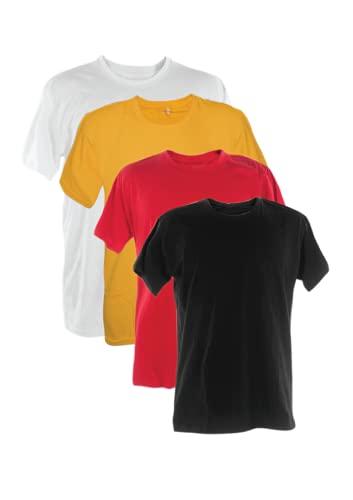 Kit 4 Camisetas Poliester 30.1 (Preto, Vermelho, Ouro, Branco, GG)