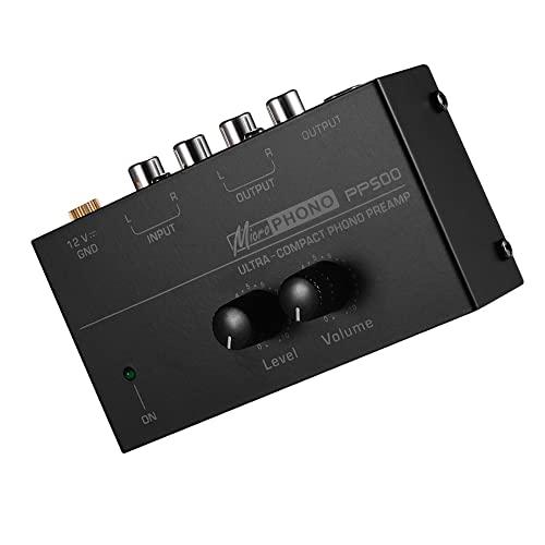 Snario Pré-amplificador de pré-amplificador Phono ultracompacto com controles de nível e volume Entrada e saída RCA 1/4