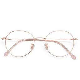 Cyxus Óculos Anti Luz Azul, Adequados para oculos de Computador, Anti-Reflexo e Raios UV, Combinação de Moda Retrô (Moldura de ouro rosa-8091T66)