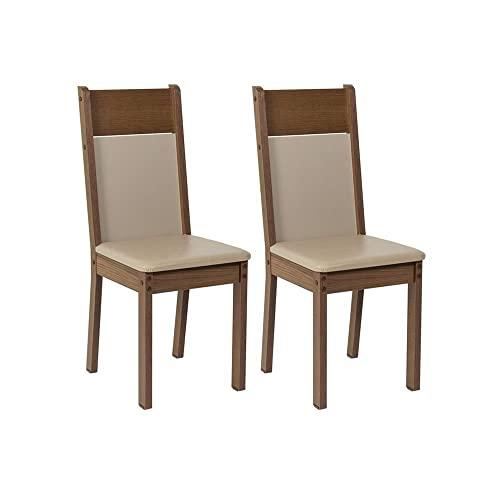 Conjunto 2 Cadeiras 4280 Madesa Rustic/Crema/Suede Perola