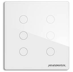 Interruptor 4 E 6 Botões Branco Touch Wi-fi Rf 433mhz Premium Padrão 4x4 (6 BOTÔES PRETO)