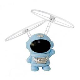 Mini Astronauta Boomerang Helicóptero Brinquedo Com Sensor De Movimento E Luzes LED Recarregável USB 2 Hélices Vôo E Controle Com Uma Mão Cores Branca, Rosa E Azul LINHA PREMIUM SYANG (AZUL)