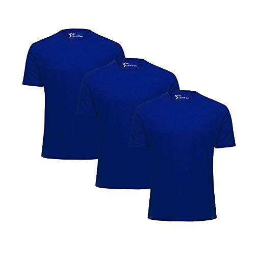 KIT 3 Camiseta Básica Masculina Anti Bolinhas Azul Marinho (P)