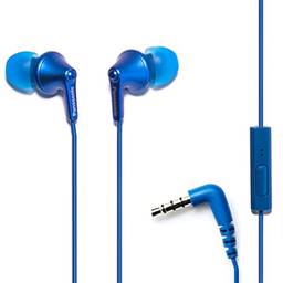 Fones de ouvido com fio intra-auriculares e microfone Panasonic ErgoFit RP-TCM125-AA, azul metálico