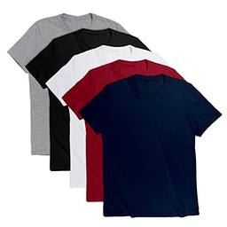 Kit com 5 Camisetas Básicas Masculina T-shirt Algodão (Kit 1, GG)