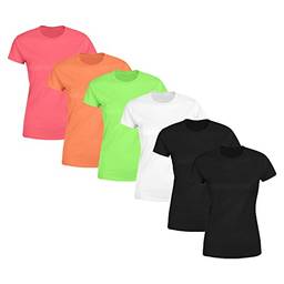Kit 6 Blusas Feminina Tshirt Camiseta Baby Look Gola Redonda Básica Premium