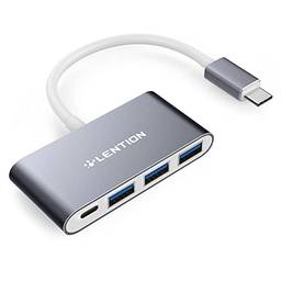 LENTION Hub USB-C 4 em 1 com 3 USB 3.0 e tipo C Power Delivery Compatível 2022-2016 MacBook Pro 13/15/16, Novo Mac Air/Surface, ChromeBook, More, Adaptador de carregamento multiportas (CB-C13se, cinza espacial)
