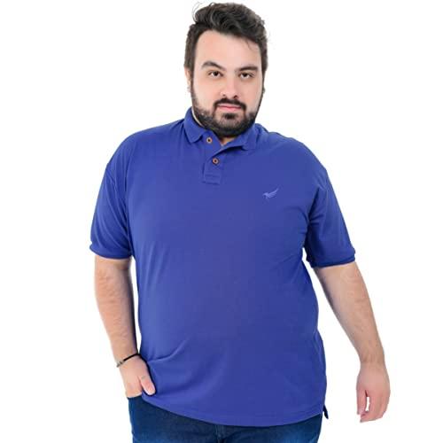 Camisa Polo Básica Masculina Plus Size (Azul, G3)
