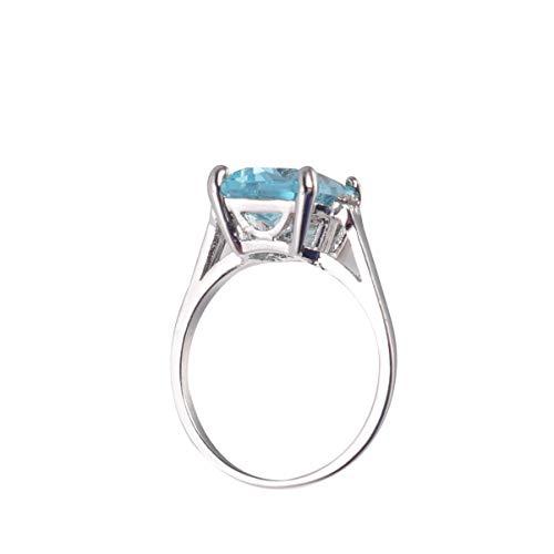 Anel vintage feminino com pedra preciosa água-marinha azul esmeralda azul água-marinha anel de casamento tamanho 6-10 (6) SUPVOX Azul