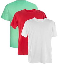 Kit 3 Camisetas Poliester 30.1 (Verde Bebe, Vermelho, Branco, P)