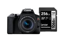 Câmera Digital Canon EOS Rebel SL3 (BKUS) 1855F4STM BR kit com Cartão de Memória Lexar Silver 256GB