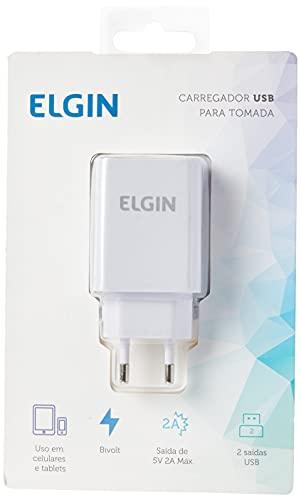 Carregador USB de Tomada Bivolt 2 Saídas 2 A, 10 W, Elgin, 46RCT2USB000, Branco