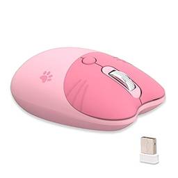Mouse sem-fio,Mouse sem fio M3 2.4G ergonômico Ratos de escritório 3 engrenagens DPI ajustável Auto Sleep baixo ruído para computador de mesa laptop rosa