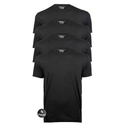 Kit 4 Camisetas Masculinas Básica Lisa Slim Algodão 30.1 Premium Cor:Preto:Preto:Preto:Preto;Tamanho:M