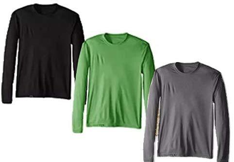 Kit com 3 Camisetas Proteção Solar Uv 50 Ice Tecido Gelado – Slim Fitness – Preto – Verde – Cinza – GG