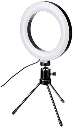 Ring Light - Clip de Led - Iluminação - Sessões Fotográficas - Maquiagem - Iluminador com 15 cm - Tripé com 14 cm - Controle de Temperatura da Luz