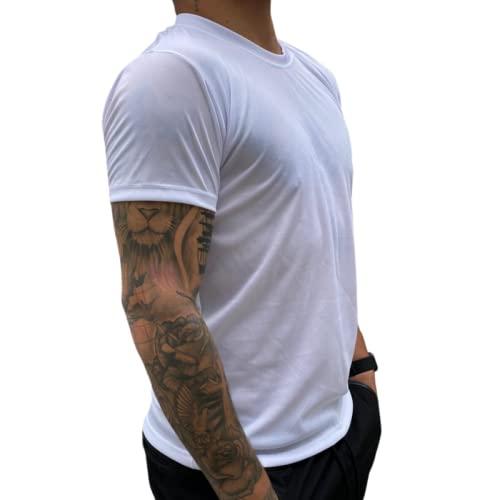 Camiseta Dry Fit Treino Masculina Academia Musculação Corrida 100% Poliéster (G, Branco)