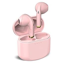 Fones de ouvido sem fio KOSPET, fones de ouvido Bluetooth 5.1 com som premium, som estéreo, controle de toque, mini fones de ouvido esportivos sem fio à prova de suor com estojo de carregamento integrado, duração de 32 horas - rosa
