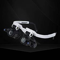 Romacci Lupa Lupa Montagem de cabeça de óculos com luz LED Suporte de óculos ajustável Lupa de reparo para processamento mecânico de avaliação de joias (8X 15X 23X)