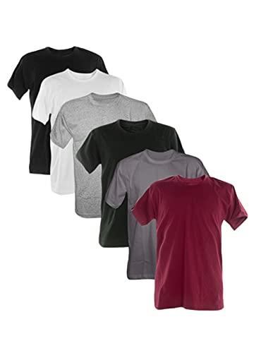 Kit 6 Camisetas 100% Algodão (preto, branco, grafite, musgo, chumbo, vinho, GG)