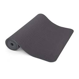 Tapete de Yoga TPE, Colchonete de Yoga 100% reciclável, confortável, antiderrapante, indicado para pilates, ginástica 6mm 183x60 cm (Preto/Cinza)