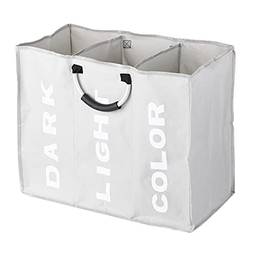 Staright Saco grande dobrável para lavanderia Oxford de 3 seções organizador de saco de armazenamento de roupas sujas com alças de alumínio