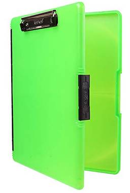 Dexas 3517-807 Slimcase 2 Prancheta de armazenamento com abertura lateral, verde neon