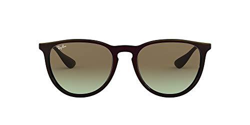 Óculos de Sol Ray-Ban RB4171 Erika Redondos, Espelho Vermelho Sobre Preto/Verde Gradiente Marrom, 54 mm