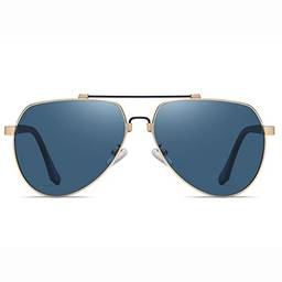 Óculos de Sol Masculino Polarizados Grande Armação Retangular Metal Leve Dirigindo Óculos de Sol para Homens Proteção UV400…