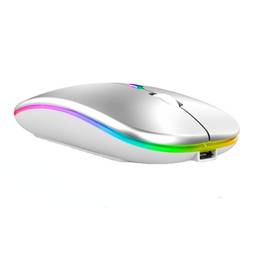 SZAMBIT Bluetooth sem fio com USB recarregável RGB Mouse BT5.2 para laptop PC Macbook Gaming Mouse 2.4GHz 1600DPI (Espaço Sliver&BT)