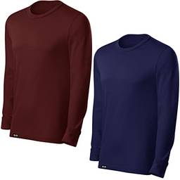 KIT 2 Camisetas UV Protection Masculina UV50+ Tecido Ice Dry Fit Secagem Rápida – P Marinho - Vinho